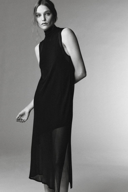 ZARA ПЛАТЬЕ МИДИ БЕЗ РУКАВОВ, ЧЕРНЫЙ