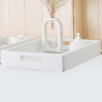 Деревянный поднос 38х28 см в стиле рустик (состаренный), столик для завтрака в постель Флоутард, для кухни, белый