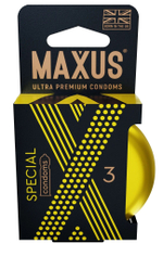 Презервативы с точками и рёбрами в железном кейсе MAXUS Special - 3 шт.