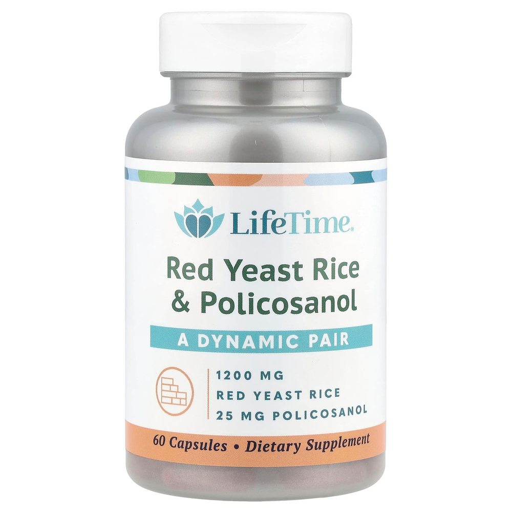 LifeTime Vitamins, красный ферментированный рис и поликозанол, 60 капсул