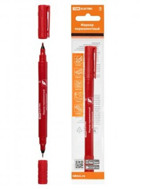 Маркер перманентный двухстор. 0,4/1 мм, красный (пакет) круглый наконечник TDM SQ0594-0113