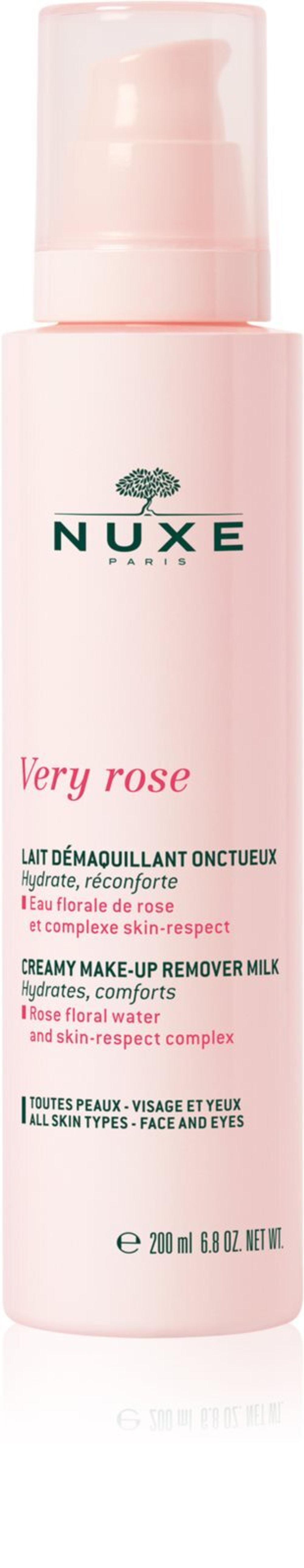Nuxe Very Rose - Нежное молочко для снятия макияжа для всех типов кожи. /   200  ml  / GTIN 3264680022074