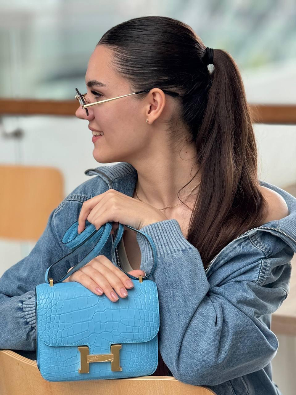 Сумка Hermes из кожи крокодила 18 см