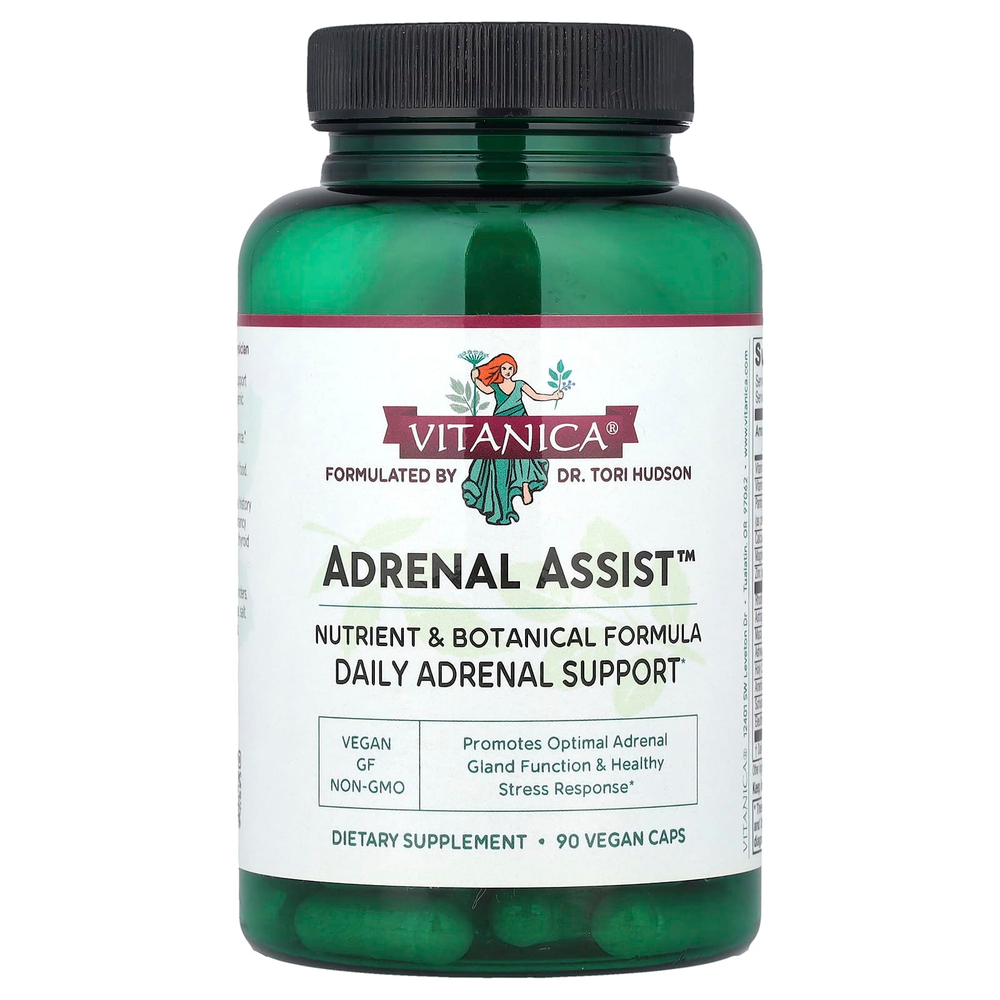 Vitanica, Adrenal Assist, средство для профилактики заболеваний надпочечников, 90 вегетарианских капсул