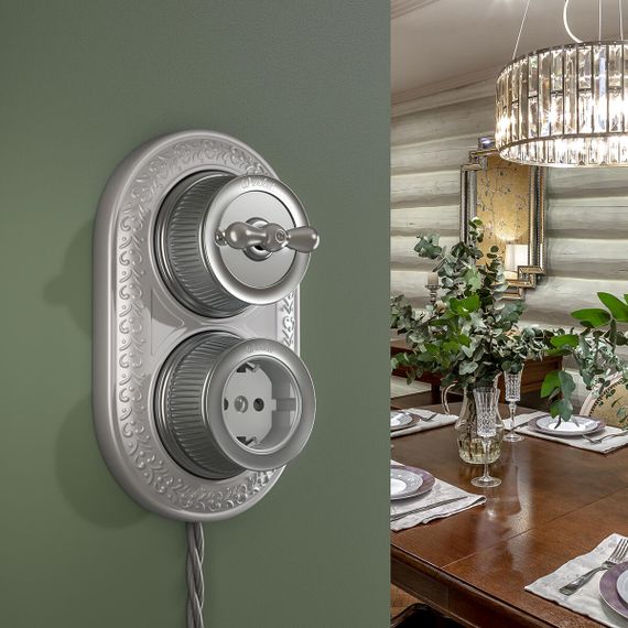 Выключатель Werkel на 4 положения двухклавишный Retro матовый хром WL19-01-05 4690389143427