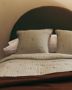 Zara Home покрывало детское из хлопка, зелёный, в полоску