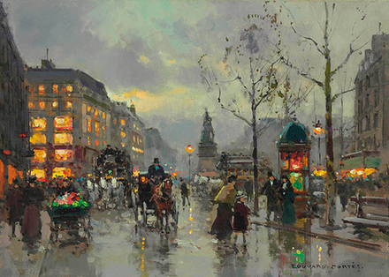 "Площадь Клиши", Кортес, Эдуард, картина для интерьера (репродукция)