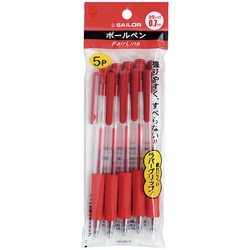 Ручки шариковые Sailor FairLine красные (5 шт)