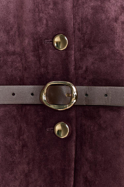 ZARA БЛЕЙЗЕР ИЗ ИСКУССТВЕННОЙ ЗАМШИ С ПОЯСОМ, БУРГУНДИ