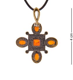 AM-3349 Подвеска «Готика Квадро» (латунь, янтарь)