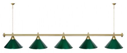 Лампа STARTBILLIARDS 5 пл. (плафоны медь,штанга синяя,фурнитура золото)