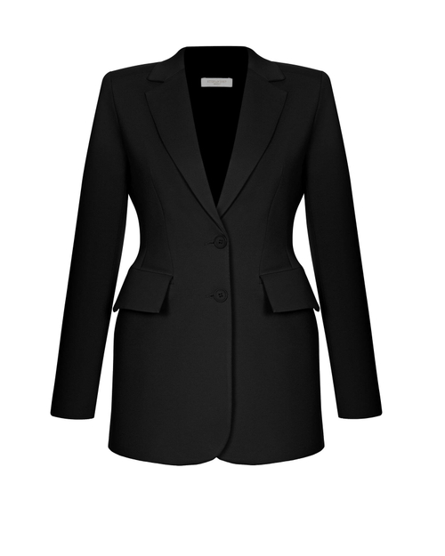 Жакет приталенный из крепа, черный