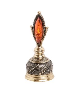 AM-1018 Фигурка «Колокольчик Перышко» (латунь, янтарь)