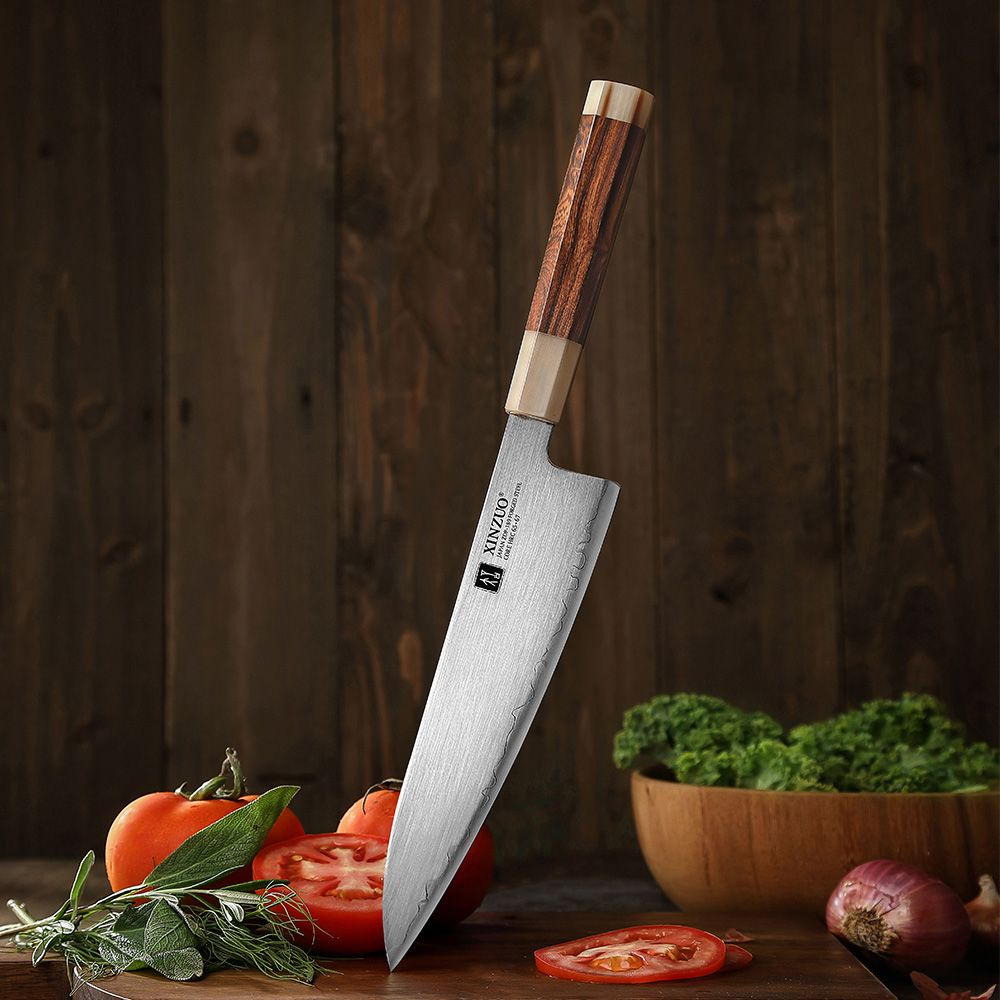 Кухонный нож Xinzuo X05Z Chef нож 8,3 дюймов клинок ZDP189 рукоять железное дерево и кость, длина лезвия 21 см