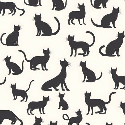 Черные Коты на Нейтральном Фоне