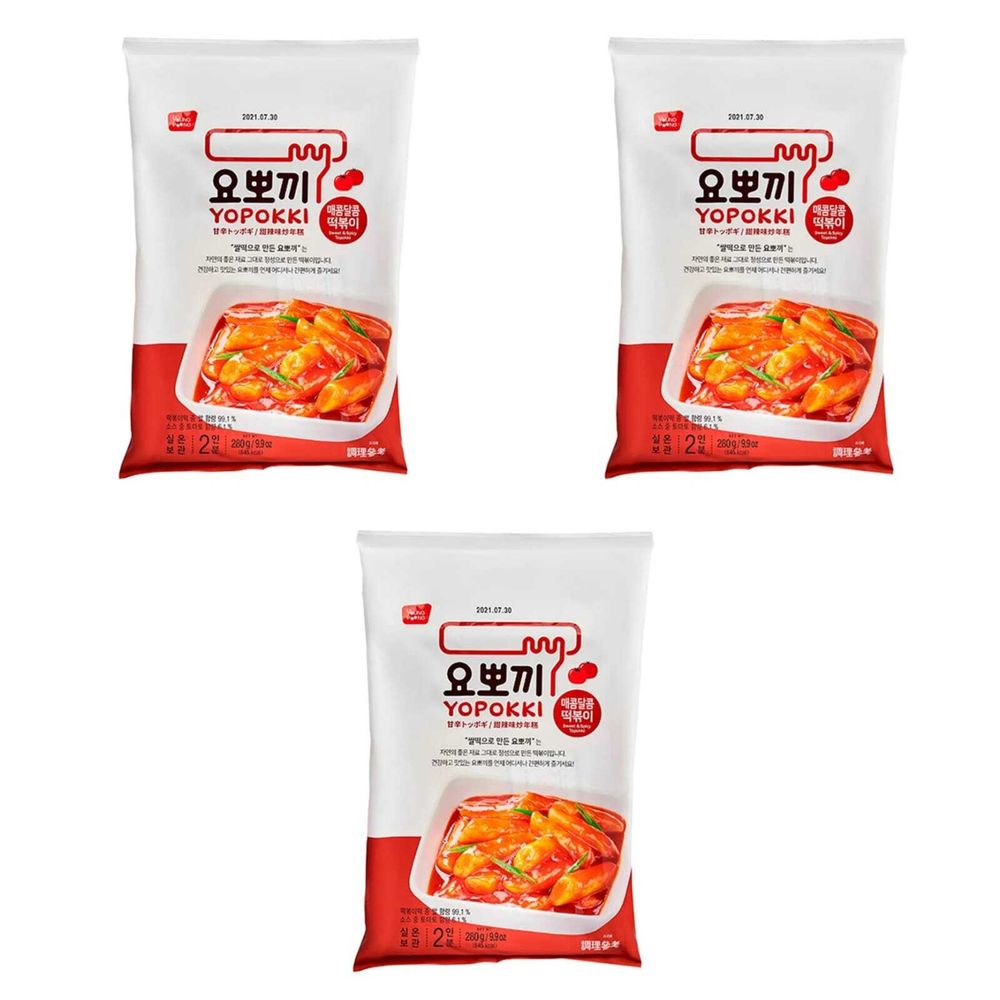 Рисовые палочки Токпокки Yopokki Остро-сладкие 280 г 3 шт