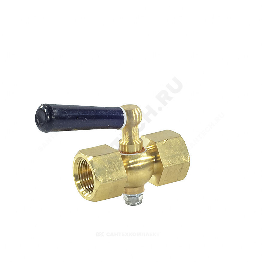 Кран для манометра 3-ходовой латунь Ду 15 Ру25 ВР/ВР G1/2"-М20х1,5 с рукояткой без фланца ЭКОМЕРА КТХ-GF-MF