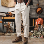 Американские ретро- белые джинсы для мужчин, свободные прямые брюки
