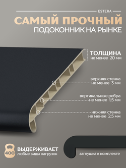 Подоконник пластиковый Эстера антрацит