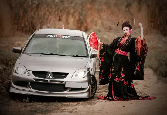 Юбка переднего бампера в стиле EVO для Mitsubishi Lancer 9