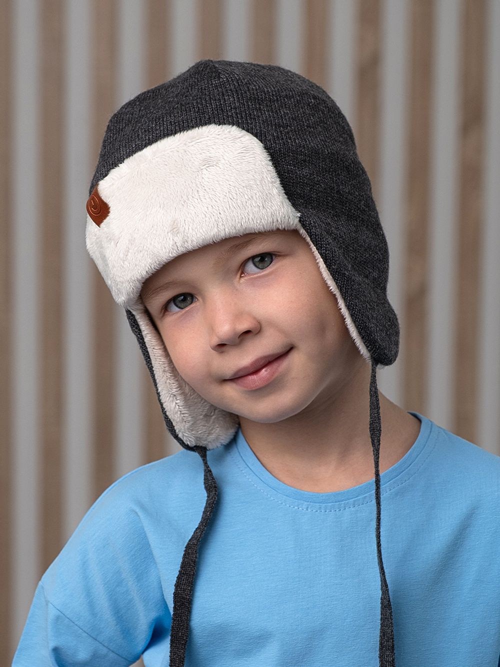 Шапка весенняя/осенняя вязаная (Маренго) ТОКИ велюр