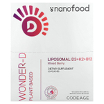 Codeage, Nanofood, липосомальные витамины D3 + K2 + B12, ягодное ассорти, 30 пакетиков по 10 мл (0,3 жидк. унц.)
