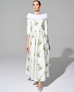 Платье "Весна в Париже" с меховой отделкой