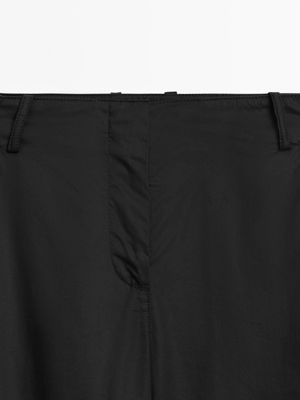 Massimo Dutti Брюки прямого кроя из 100% хлопка со средней посадкой, черный