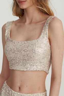 Топ с пайетками цвета шампань