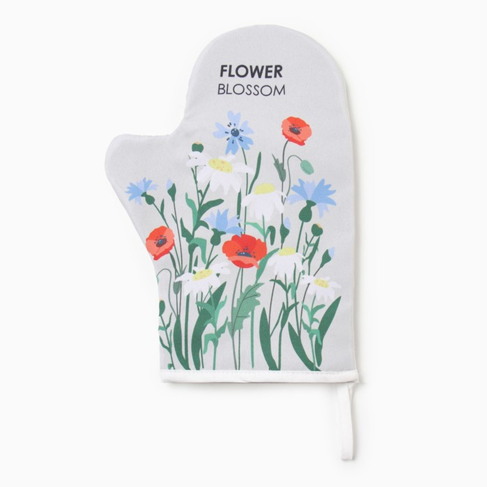 Набор кухонный «Доляна. Полевые цветы»: варежка 20×28 см, прихватка 17×17 см, 35% хлопок, 65% п/э