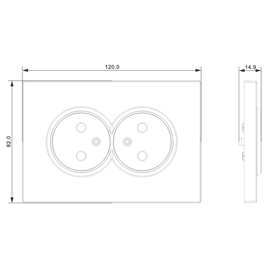 Накладка для розетки 2-й без заземления,  со шторками 16A 250 В~,  шампань,  серия A07