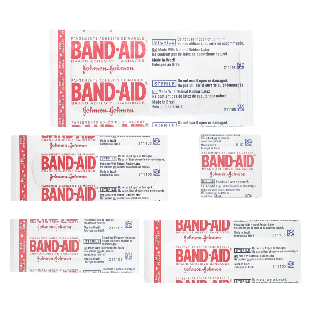 Band Aid, Пластыри, семейный пакет, разные размеры, 280 бинтов