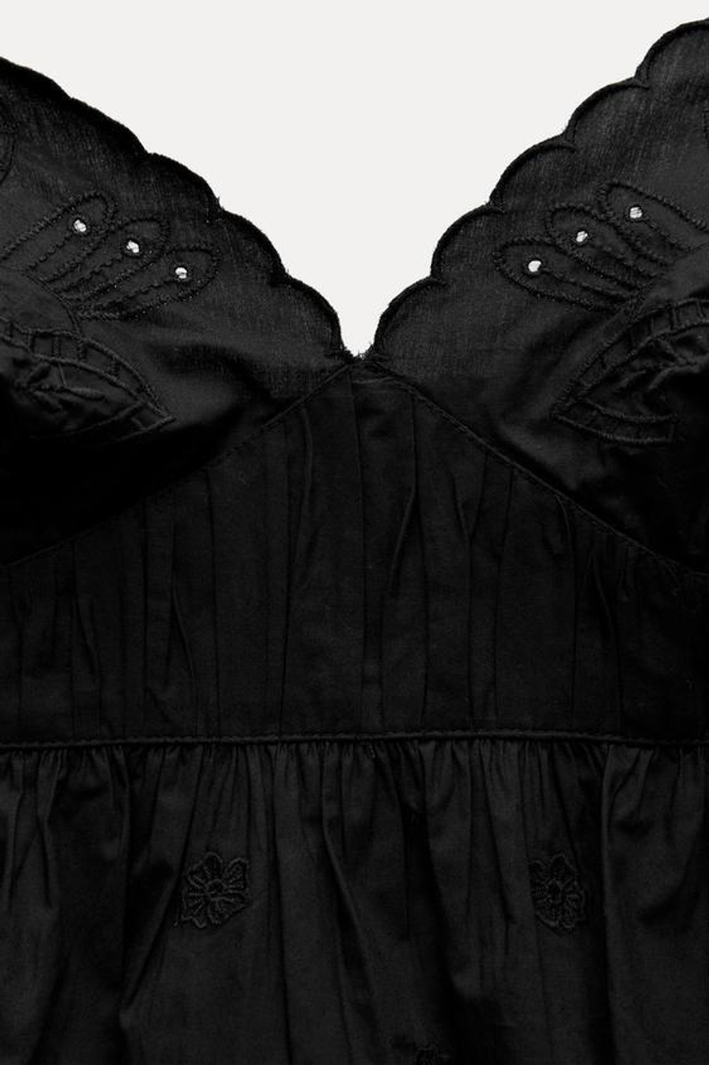 ZARA ТОП ИЗ ПОПЛИНА С ВЫШИВКОЙ, ЧЕРНЫЙ