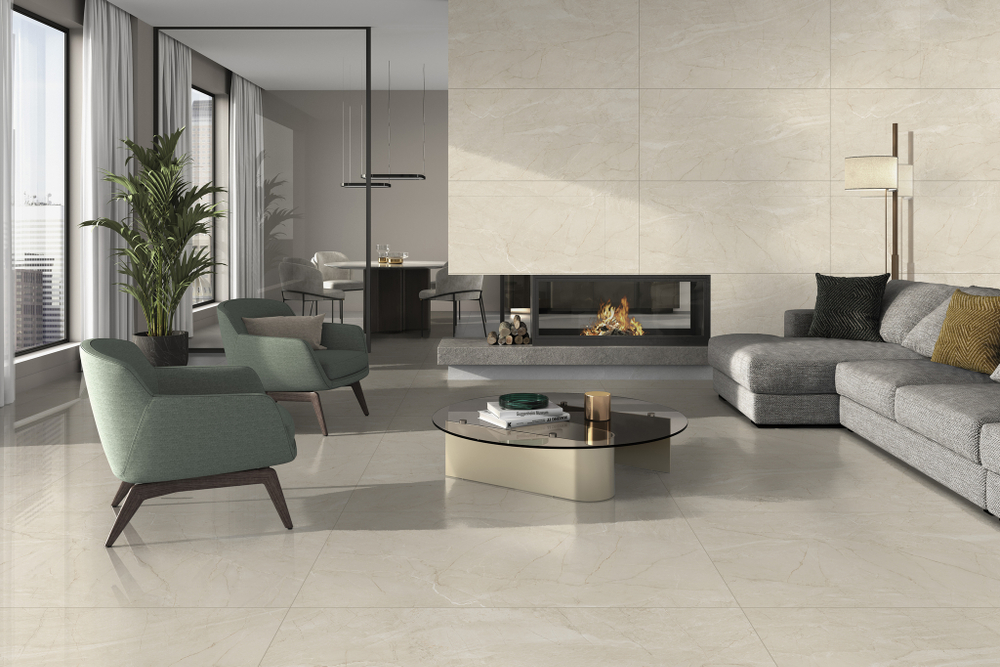 Глазурованный керамогранит Bogart Crema 60x120 см 2.88 м² полированный цвет бежевый