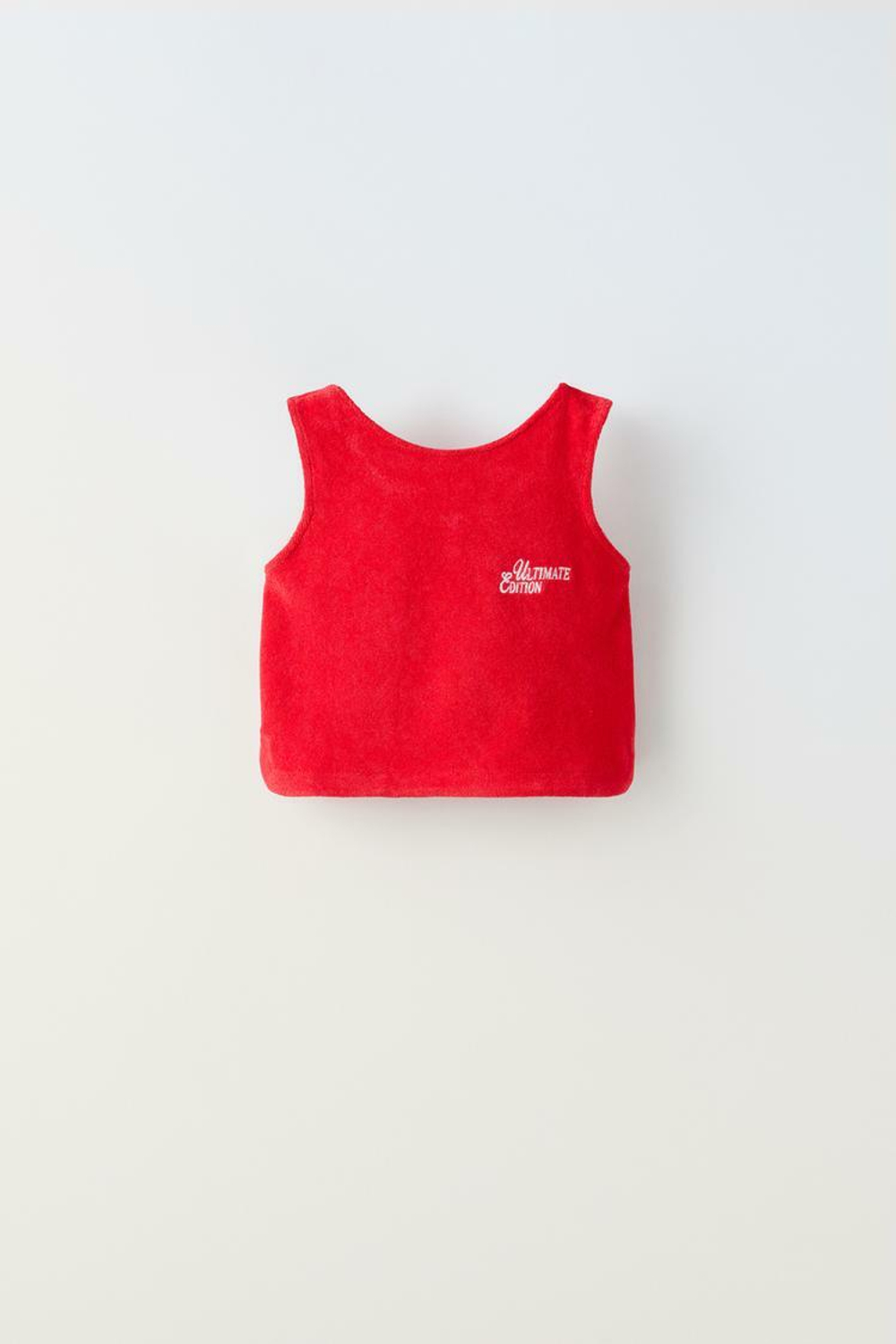 ZARA КОМПЛЕКТ ИЗ ФУТБОЛКИ И ШОРТОВ ИЗ МАХРОВОЙ ТКАНИ, ЯРКИЙ КРАСНЫЙ