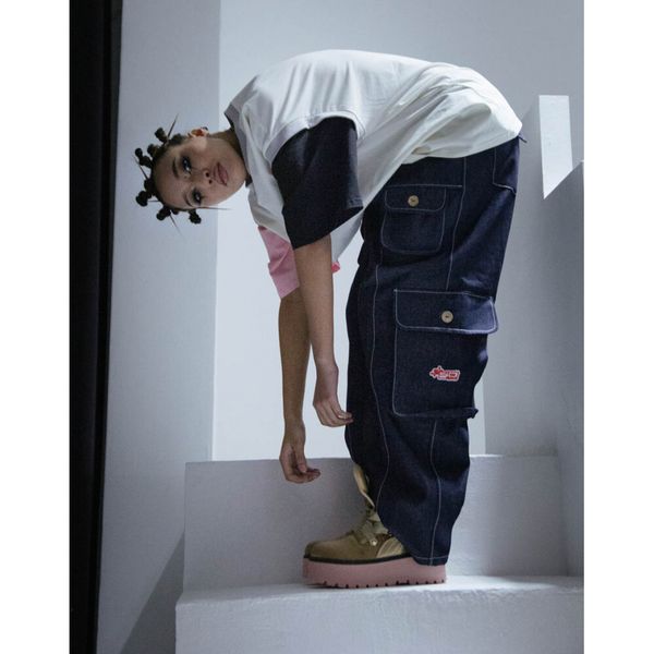 Джинсы Карго Плотные Широкие Темно-Синие - фото 5