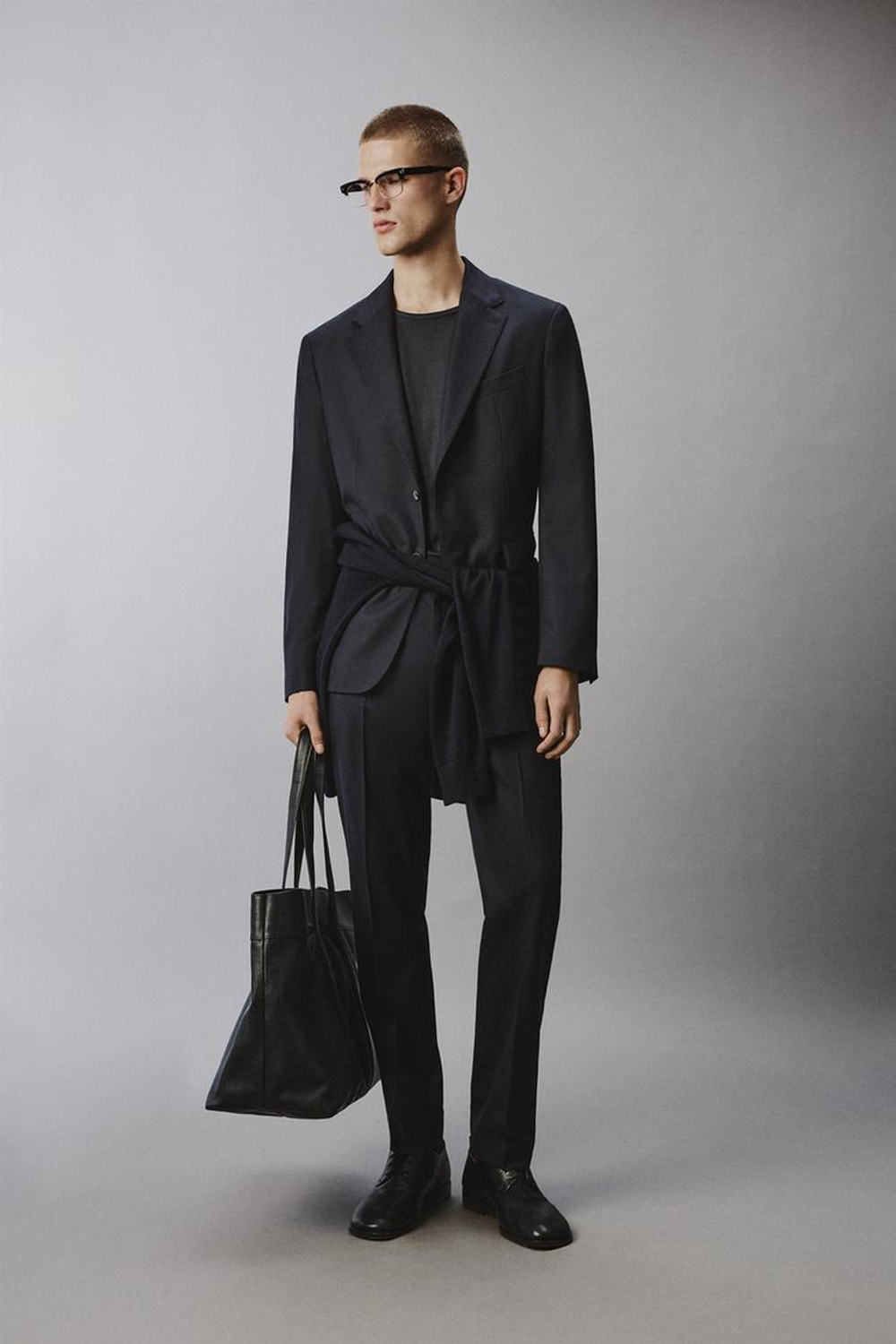 ZARA КОСТЮМНЫЕ БРЮКИ ИЗ 100% ШЕРСТИ, МОРСКОЙ СИНИЙ