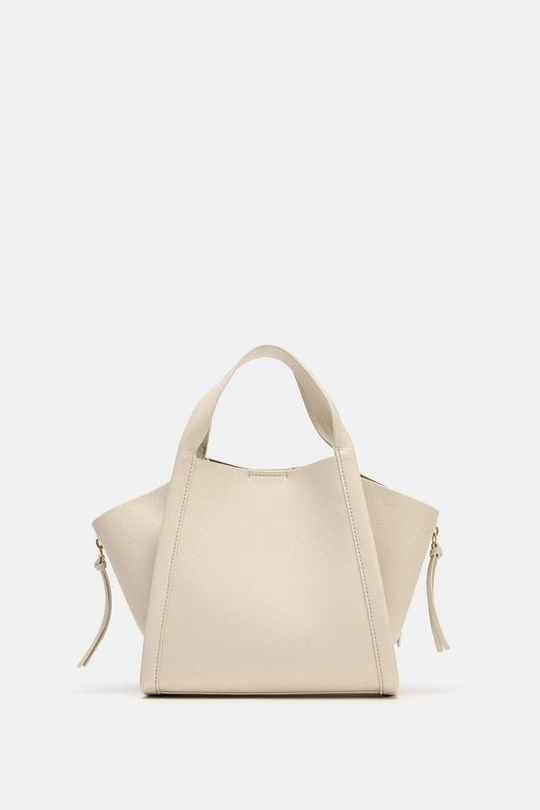 ZARA СУМКА CITY С ПЛЕЧЕВЫМ РЕМНЕМ, ЭКРЮ