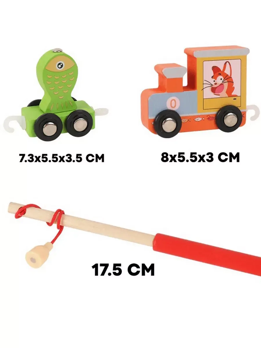 Детская деревянная игрушка 2 в 1 Конструктор + рыбалка