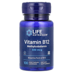 Life Extension, витамин B12, метилкобаламин, 500 мкг, 100 вегетарианских пастилок