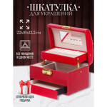 Шкатулка-кейс для украшений и косметики, 22х16х13.5 см, красн, Y4-5143