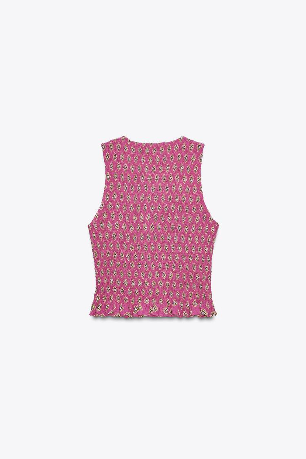 ZARA ТОП С ПРИНТОМ, ЦВЕТ ФУКСИИ