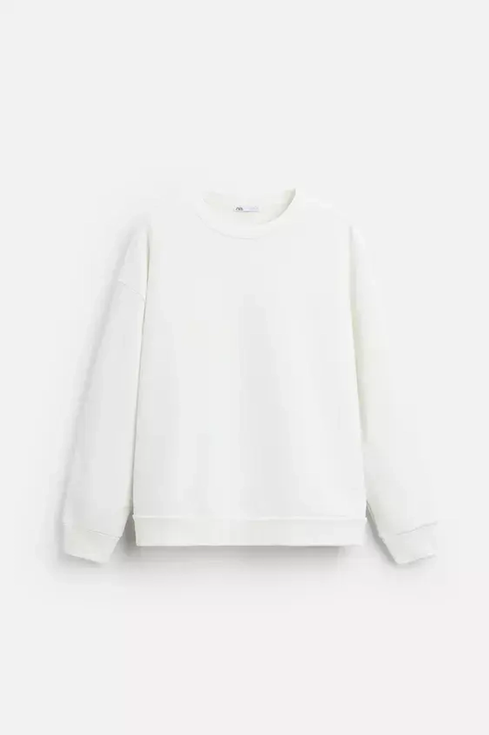 ZARA ТОЛСТОВКА С КОНТРАСТНОЙ НАШИВКОЙ, ЭКРЮ