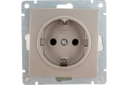 Розетка одноместная "UNIVersal" серия "Афина"с/з, с/у, 16А, 220В, шампань (еврослот) (HU2311)