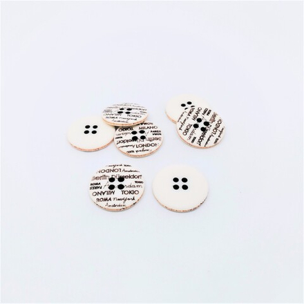 L-36/11886/4 32 (02) Пуговица №530, 4 прокола бел./корич.мат.полиэстер 'города' ГР (--, --)