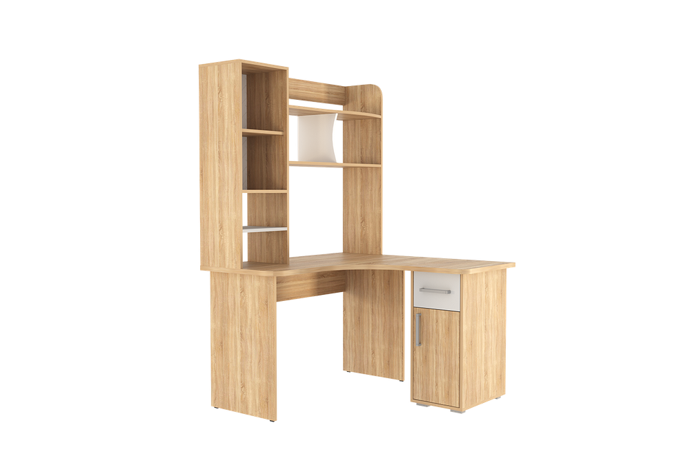 Лайт-1 Стол компьютерный 1200 угловой (дуб сонома/белый)