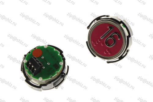 Кнопка (кнопочный модуль) RT42 RUS "16 Этаж", круглая, красная подсветка, Брайль.