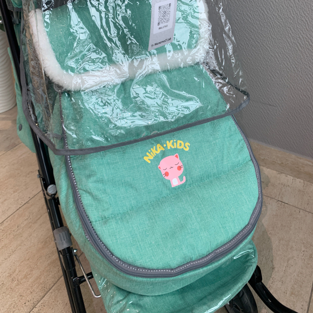 Коляска комбинированная «Наши детки» 6 в джинсовом стиле зеленый (арт. НДТ6/5)