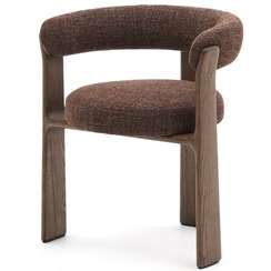 Стул Granite на 3 ножках из коричневого шенилла и массива ясеня в отделке орех