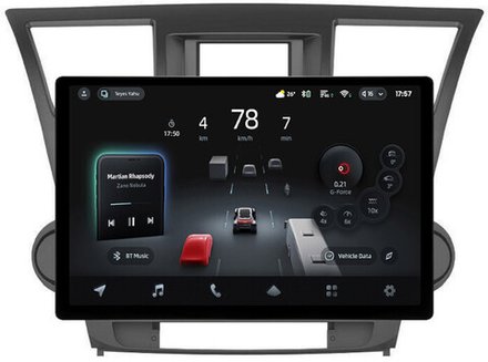Магнитола для Toyota Highlander 2 XU40 2007-2013 (крутилки декоративные) - Teyes CC4-PRO монитор 13" 2K QLED на Android 13, Snapdragon 778G, 8+128, AI, CarPlay, DSP, 4G SIM-слот